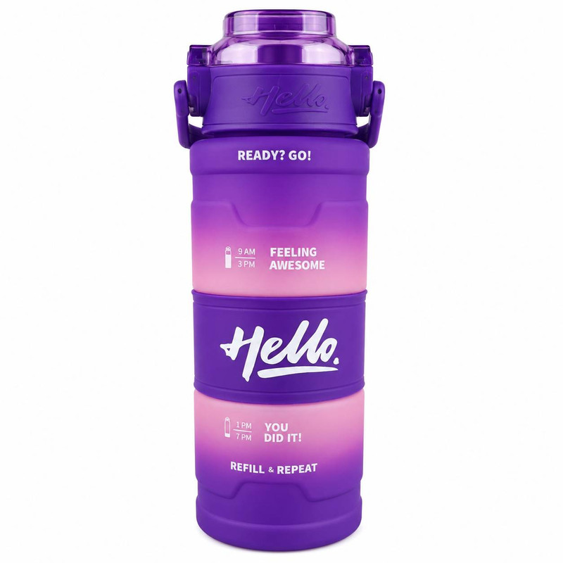 قمقمه مدل HELLO دور سیلیوکونی، با حجم 800 میلی‌لیتر و نی دار