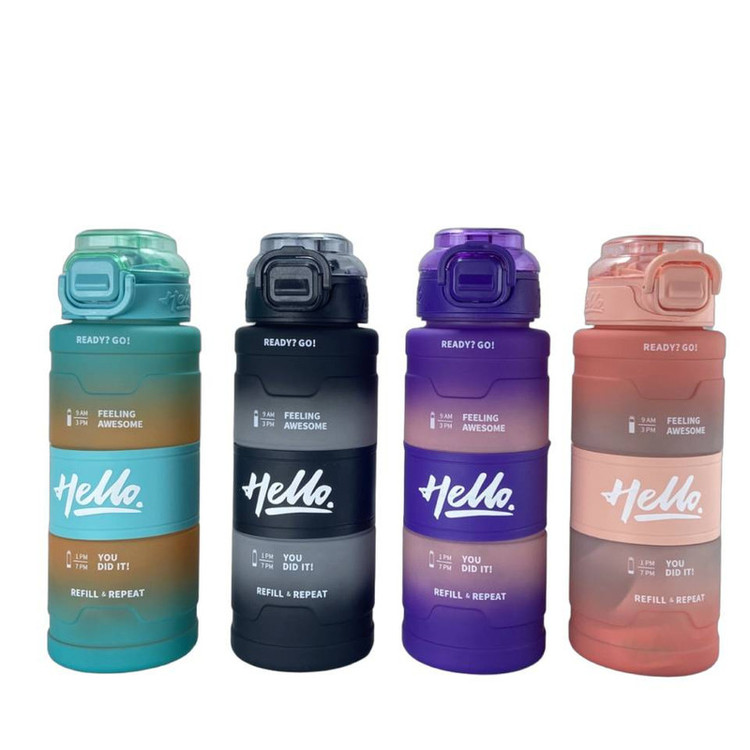 قمقمه مدل HELLO دور سیلیوکونی، با حجم 800 میلیلیتر و نی دار