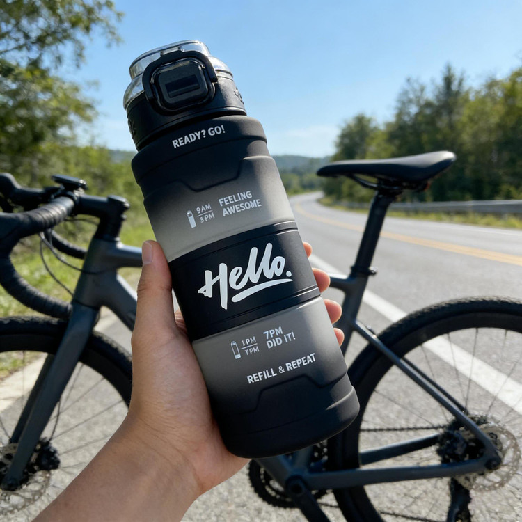 قمقمه مدل HELLO دور سیلیوکونی، با حجم 800 میلیلیتر و نی دار